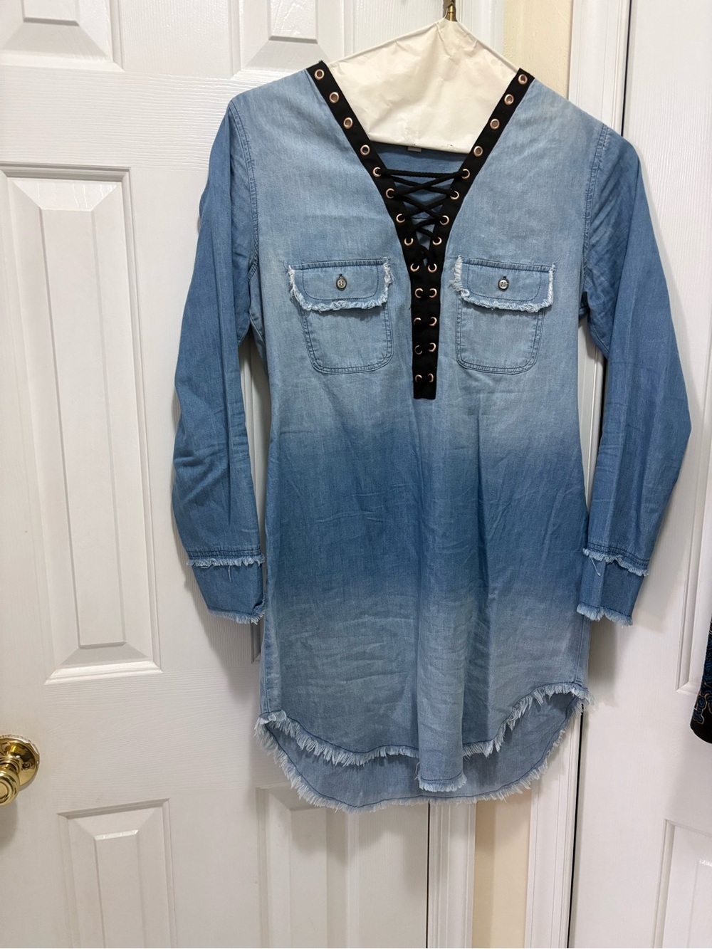 J for Justify Light Blue Chambray Lace-Up Tunic